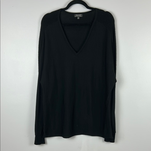 Lord & Taylor Black Extra Fine Merino Wool Sweater Size Medium - Picture 2 of 9